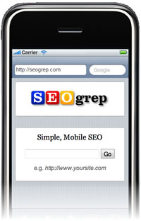 The iPhone displaying a site with Mobile Safari HTML